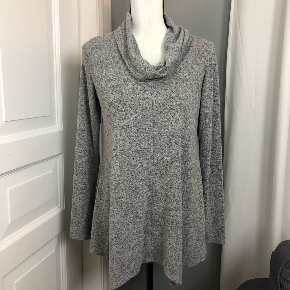 Bobeau Cowl Neck Tunic Sweater Heather Gray Sz Sm